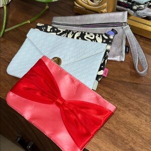 🎀Ipsy make up pouches in Red, Blue, and Silver